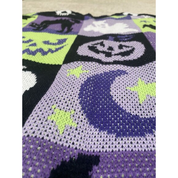 Dolls Kill  Size XXS TRICKZ N' TREATZ SPOOKED STRAIGHT OVERSIZED CARDIGAN 💚💜 - Picture 8 of 8